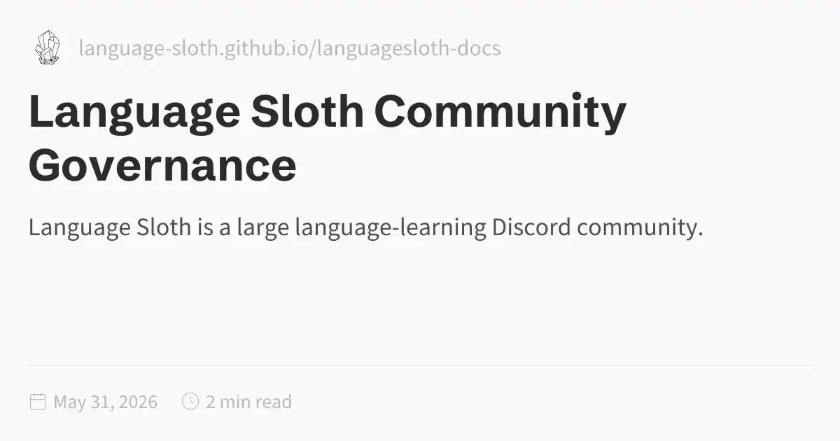 Language Sloth Community Governance